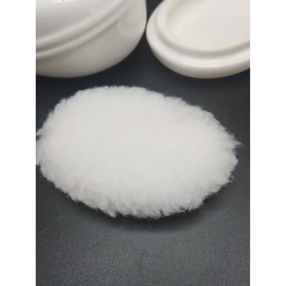 Vtg 80s Empty Coty Sophia White Milk Glass Powder Jar With Original Oval Puff